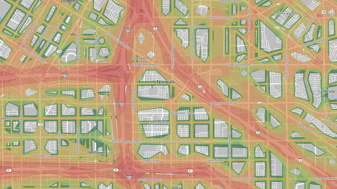 90650, CA Map of Noise Levels in 90650