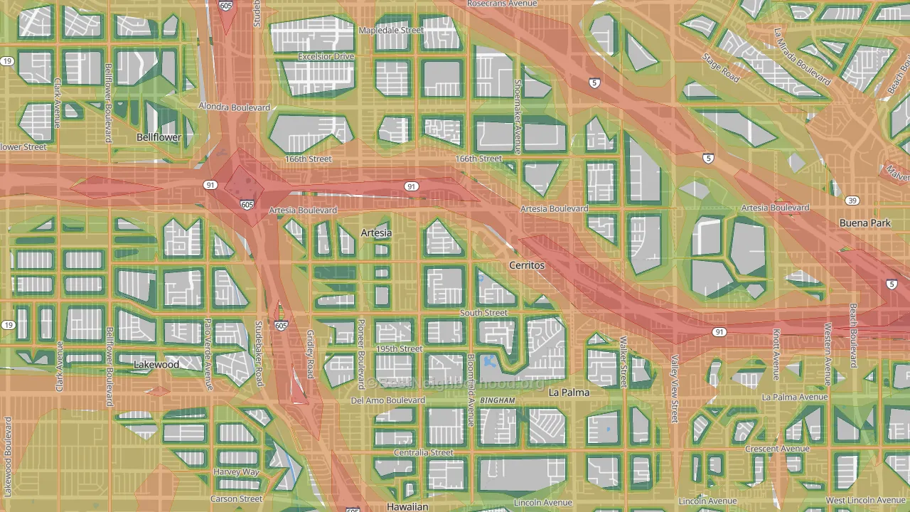 90703, CA Map of Noise Levels in 90703
