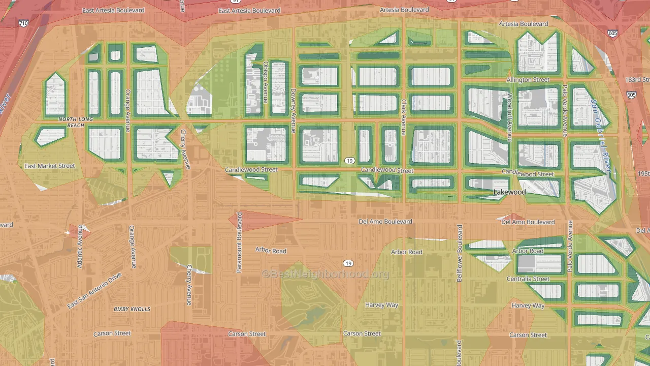 90712, CA Map of Noise Levels in 90712