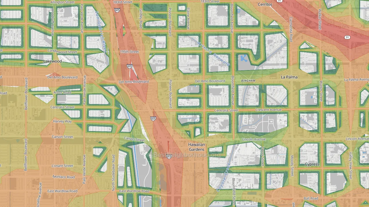 90715, CA Map of Noise Levels in 90715