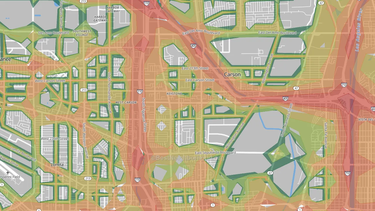 90745, CA Map of Noise Levels in 90745