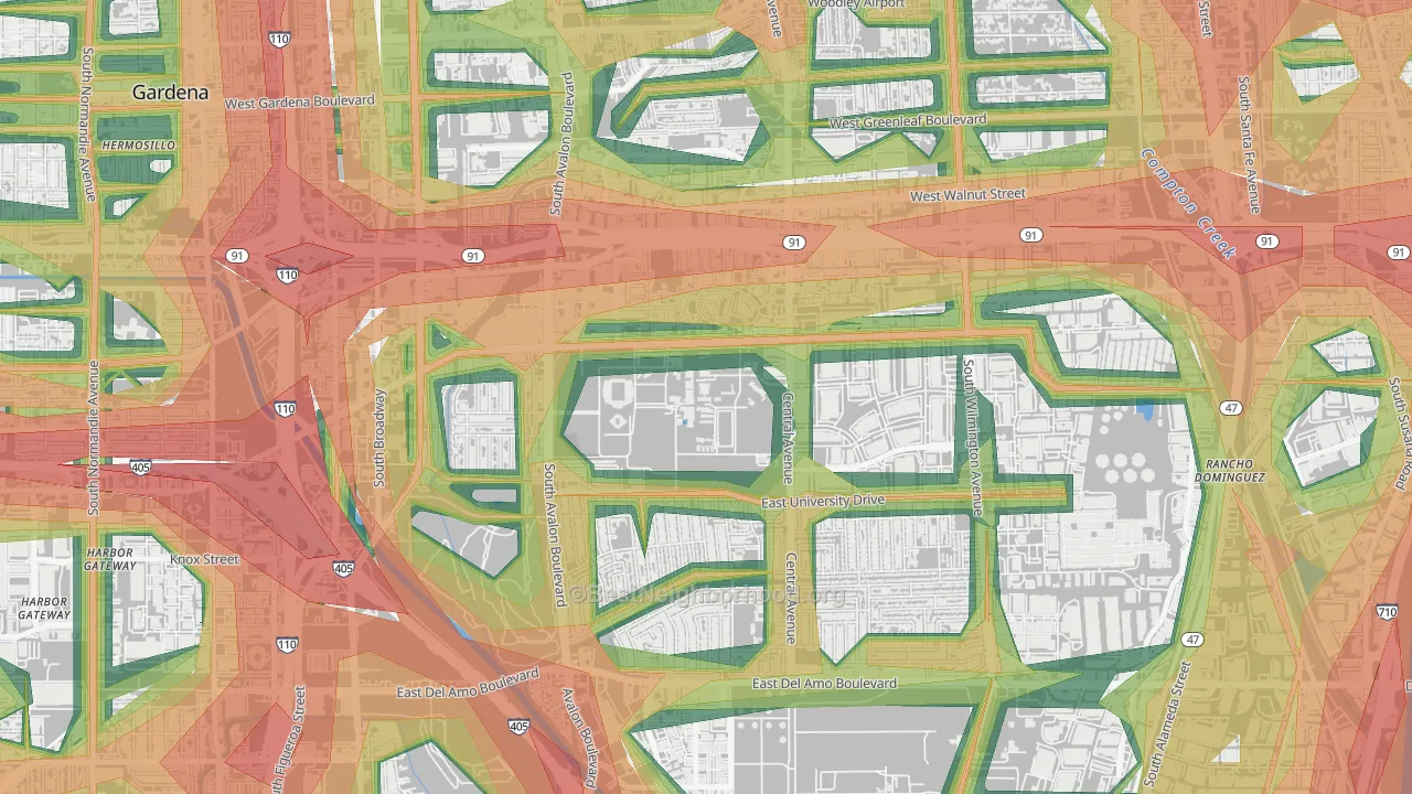 90747, CA Map of Noise Levels in 90747