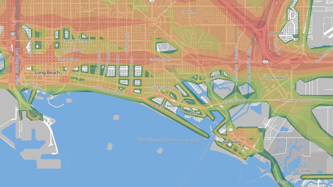 90803, CA Map of Noise Levels in 90803
