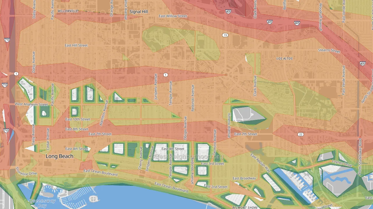 90804, CA Map of Noise Levels in 90804