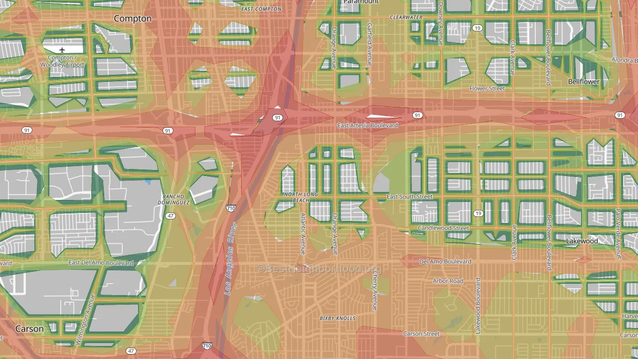 90805, CA Map of Noise Levels in 90805