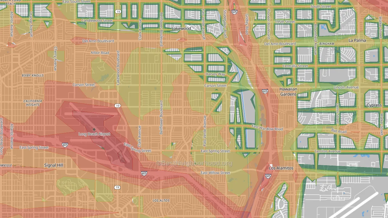 90808, CA Map of Noise Levels in 90808