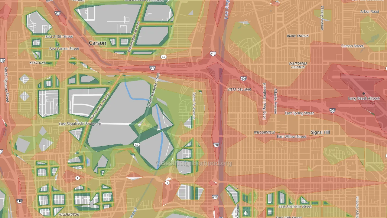 90810, CA Map of Noise Levels in 90810