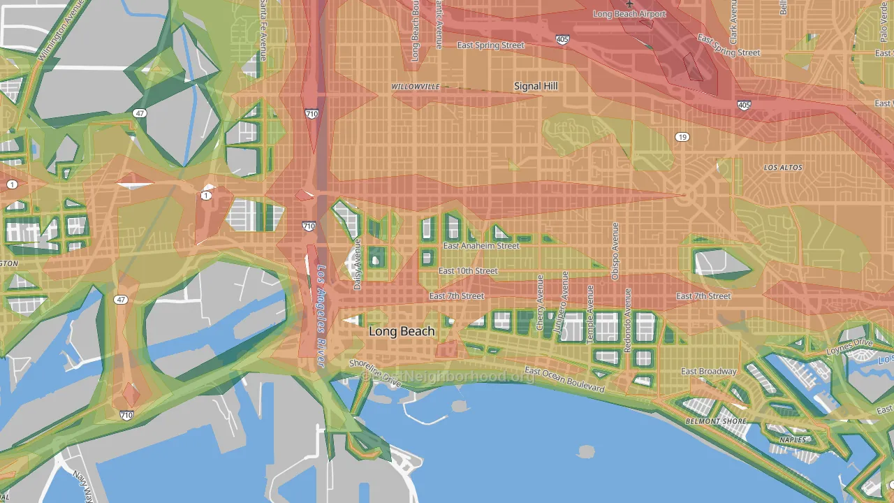 90813, CA Map of Noise Levels in 90813