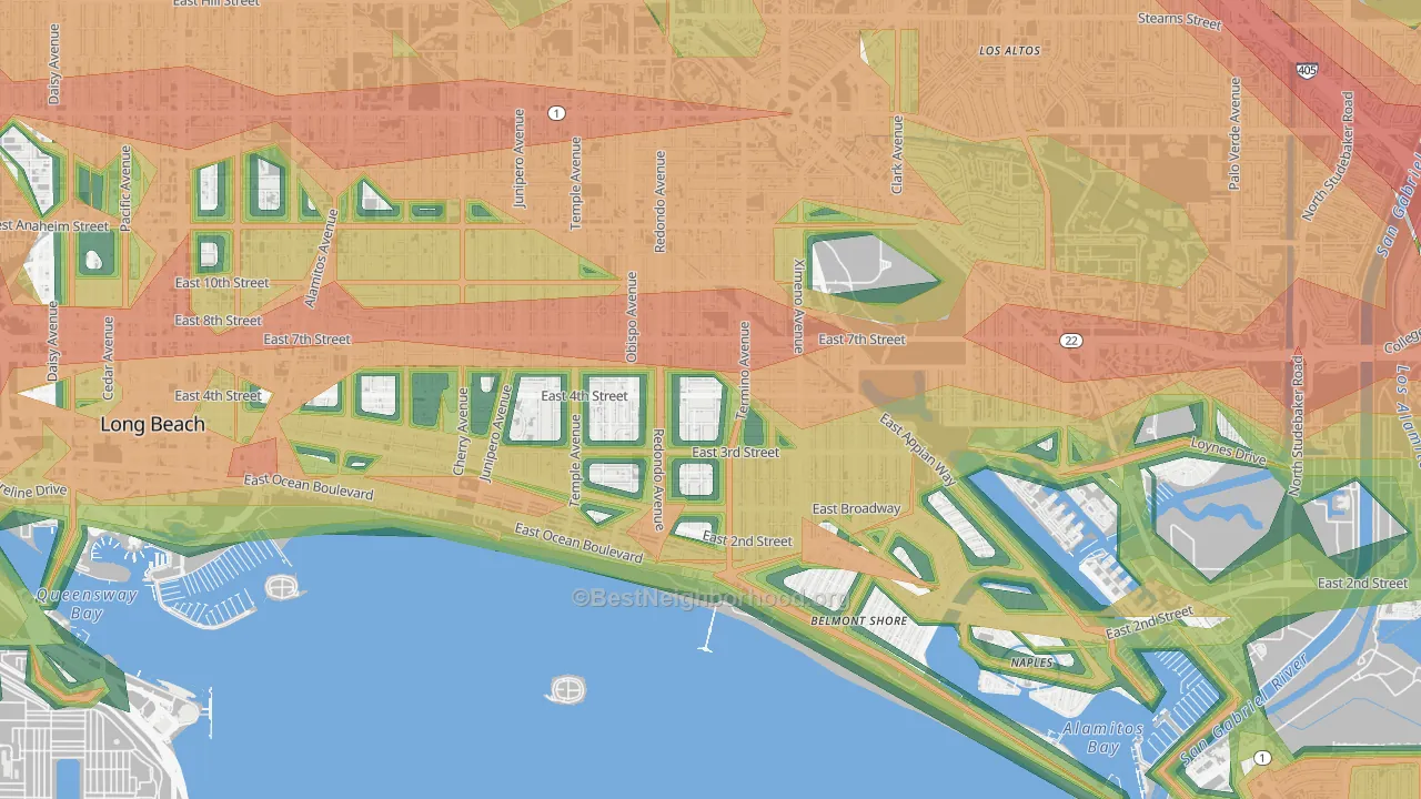 90814, CA Map of Noise Levels in 90814