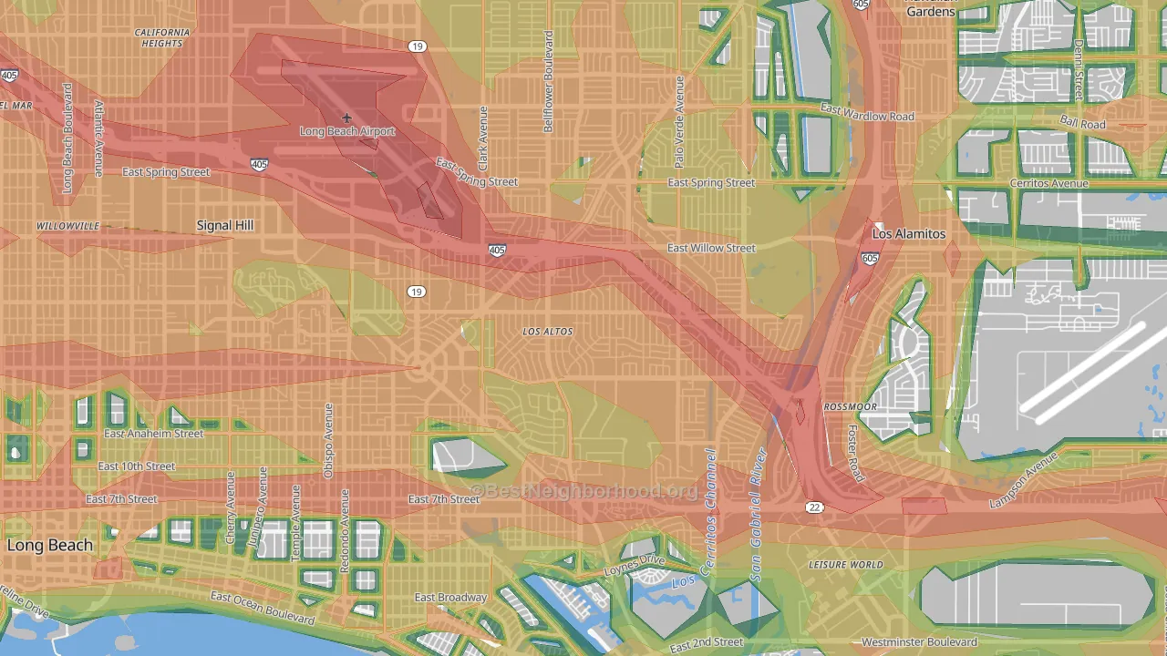 90815, CA Map of Noise Levels in 90815