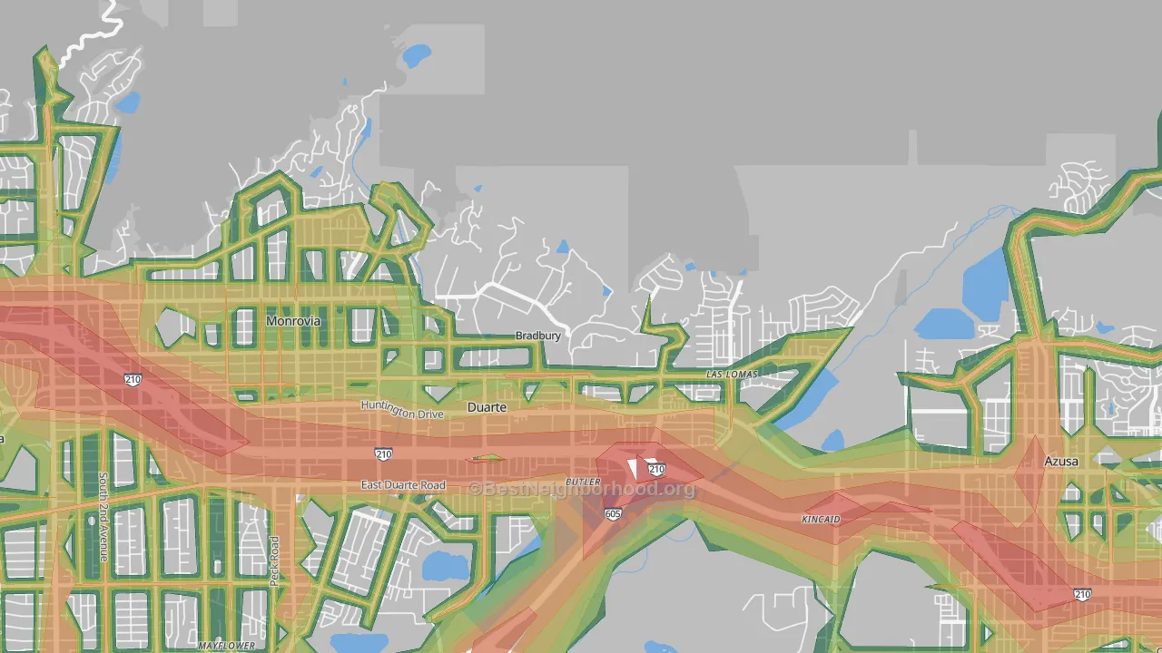 91008, CA Map of Noise Levels in 91008