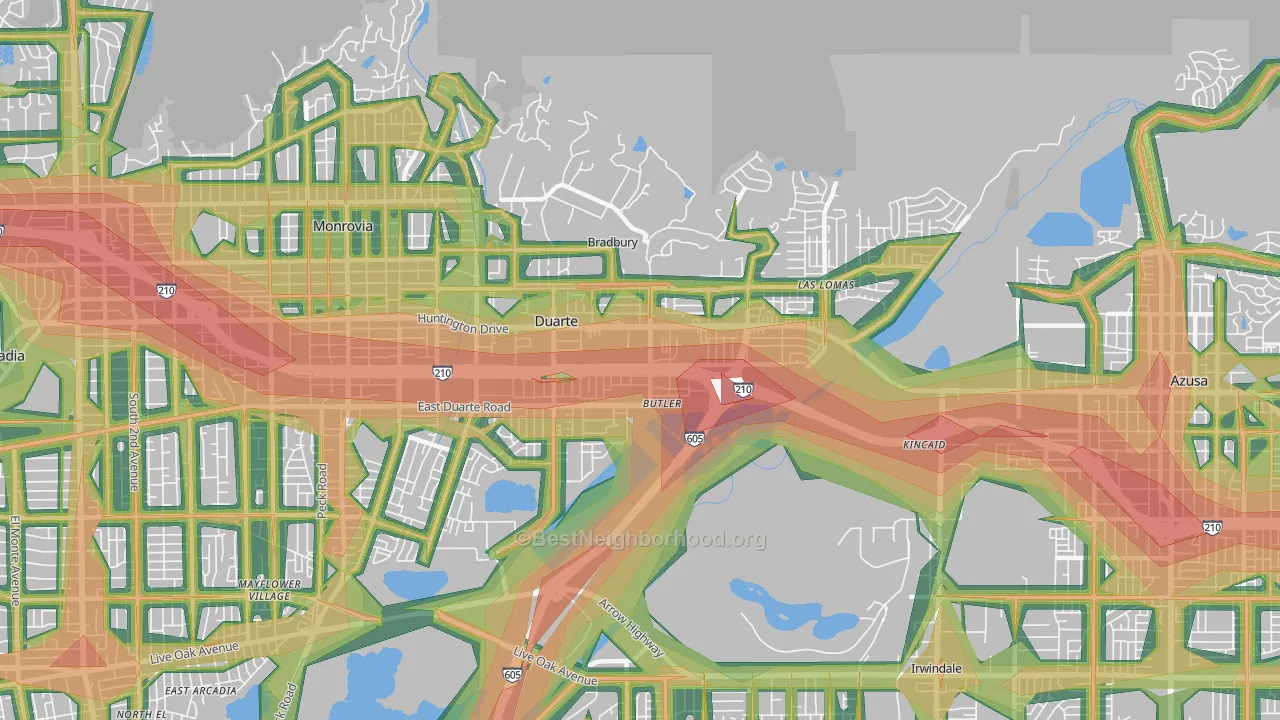 91010, CA Map of Noise Levels in 91010