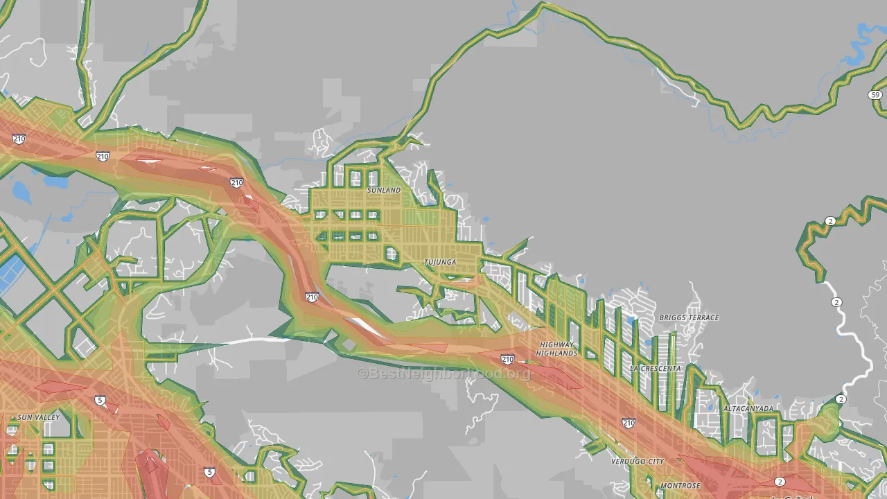 91042, CA Map of Noise Levels in 91042