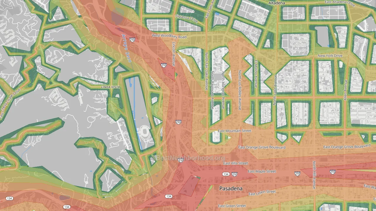 91103, CA Map of Noise Levels in 91103
