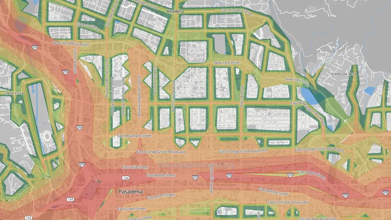 91104, CA Map of Noise Levels in 91104