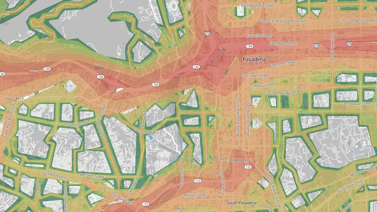 91105, CA Map of Noise Levels in 91105