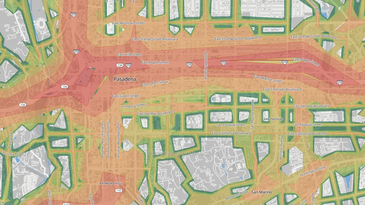 91106, CA Map of Noise Levels in 91106