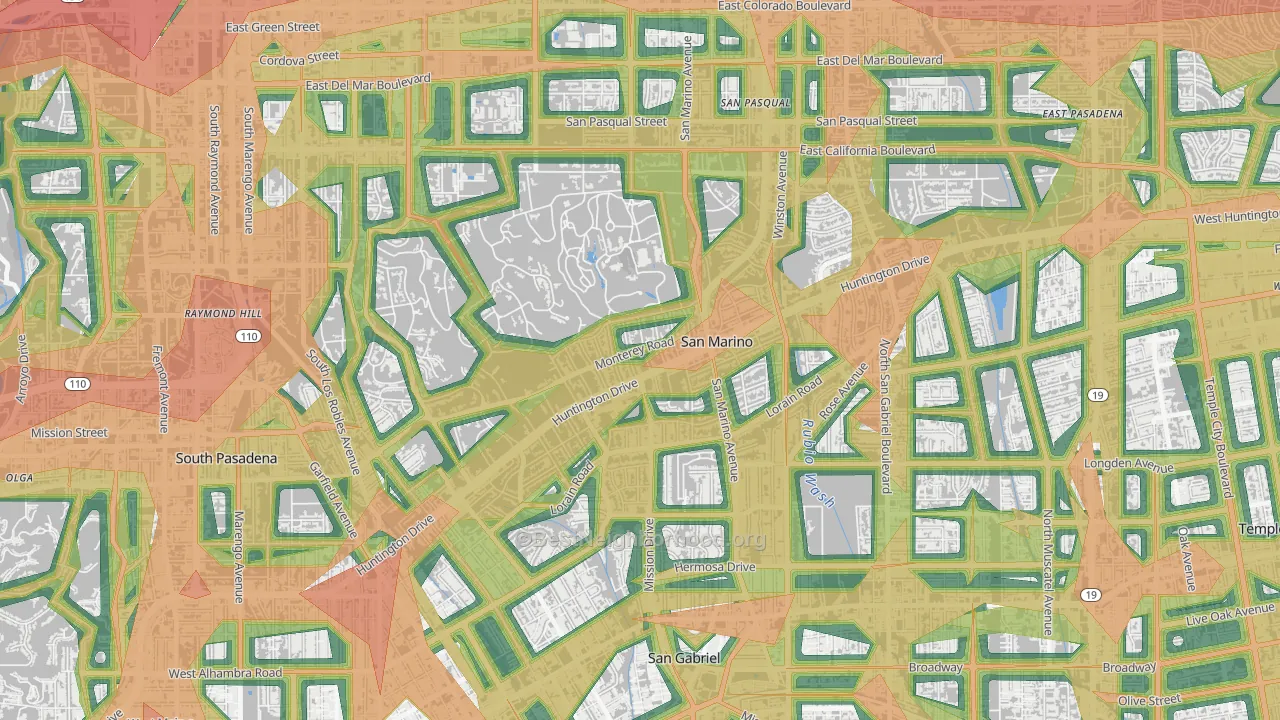 91108, CA Map of Noise Levels in 91108