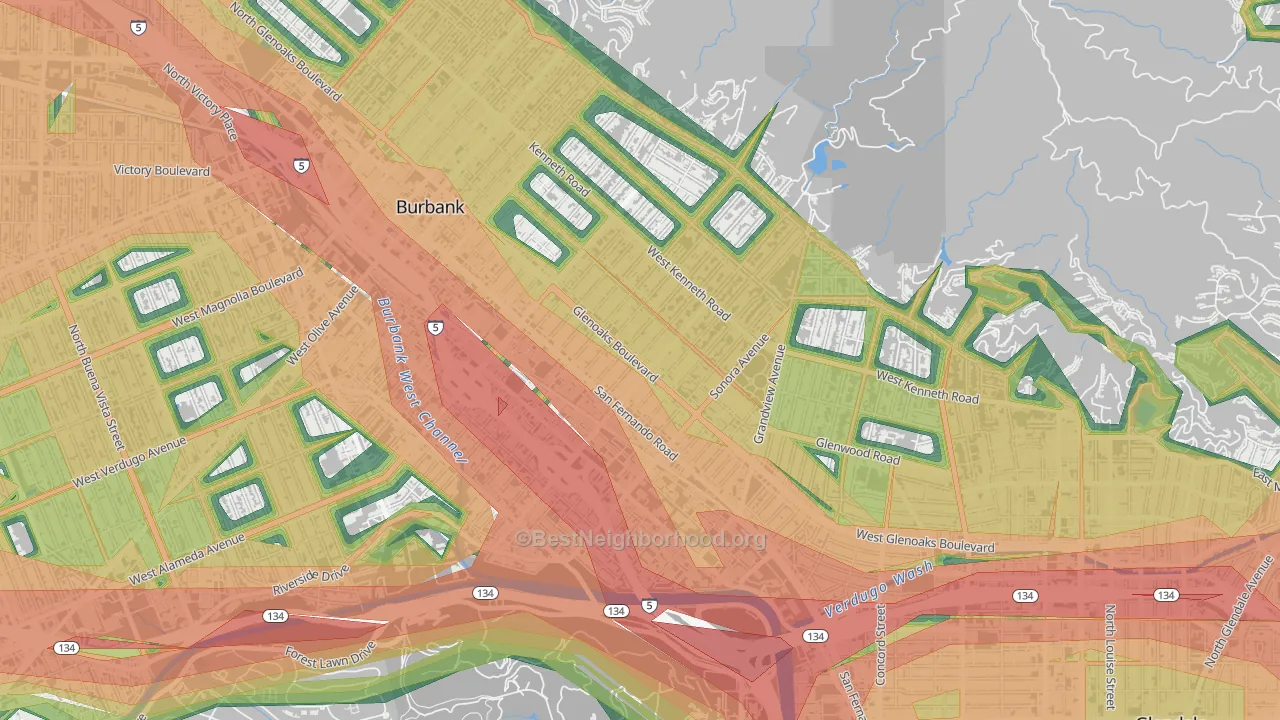 91201, CA Map of Noise Levels in 91201