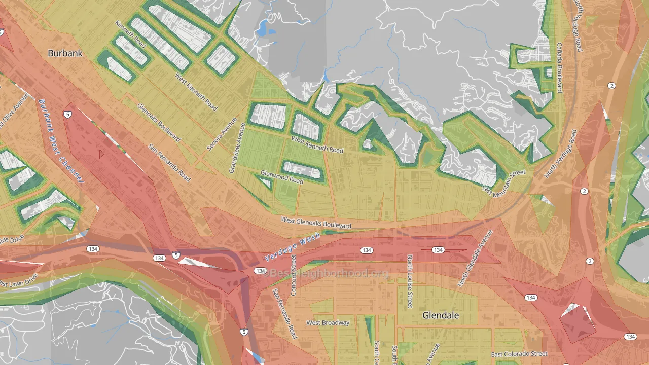 91202, CA Map of Noise Levels in 91202