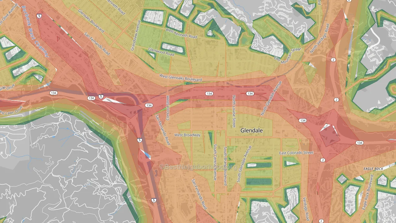 91203, CA Map of Noise Levels in 91203