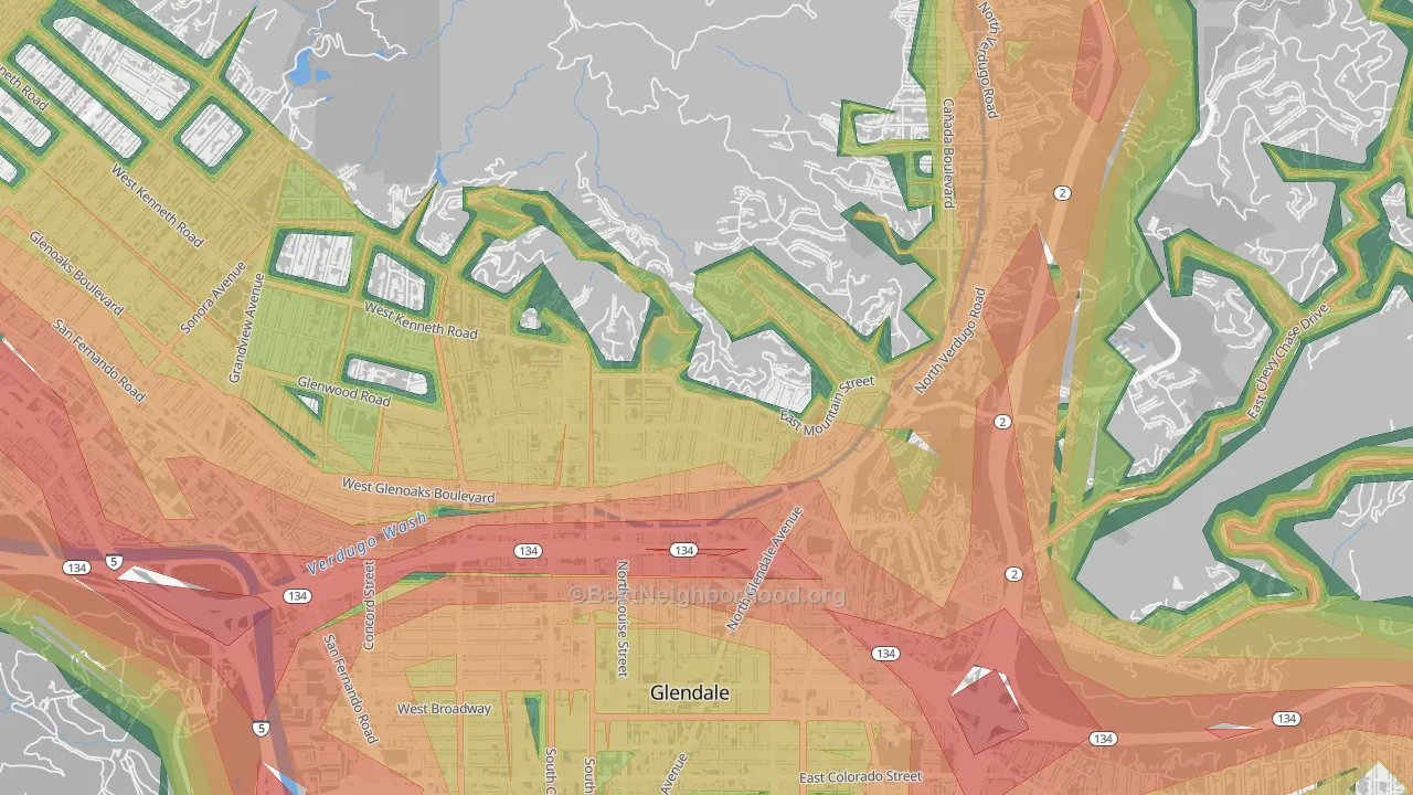 91207, CA Map of Noise Levels in 91207