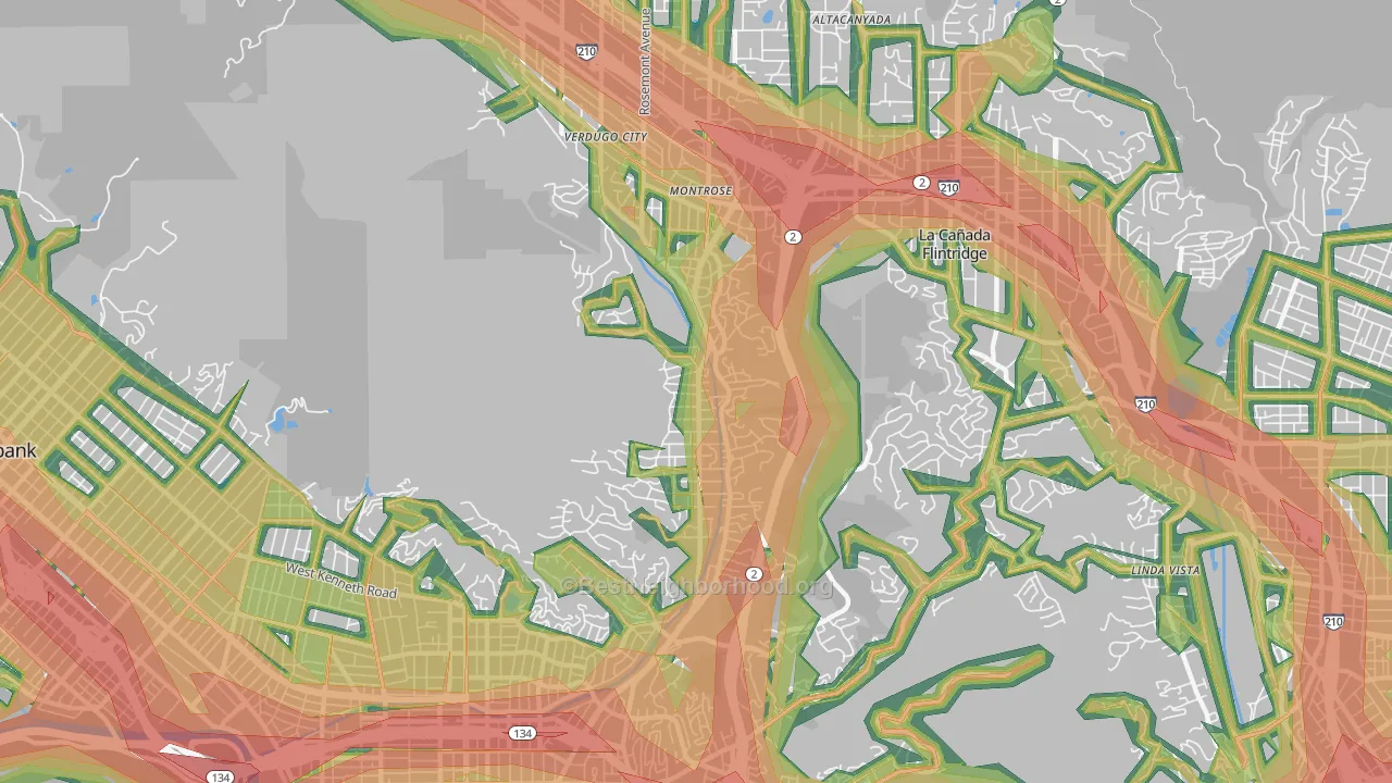91208, CA Map of Noise Levels in 91208