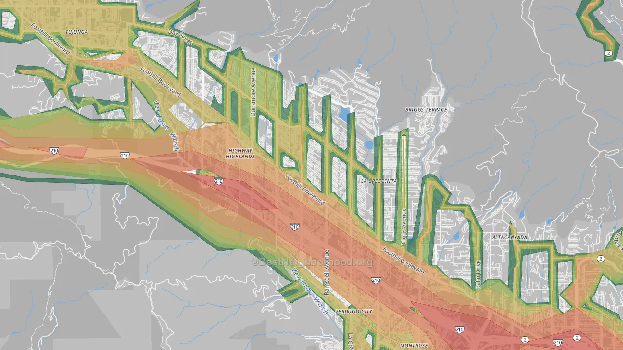91214, CA Map of Noise Levels in 91214
