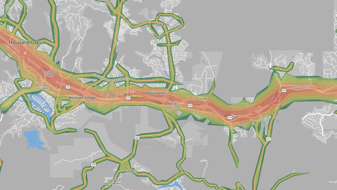 91301, CA Map of Noise Levels in 91301