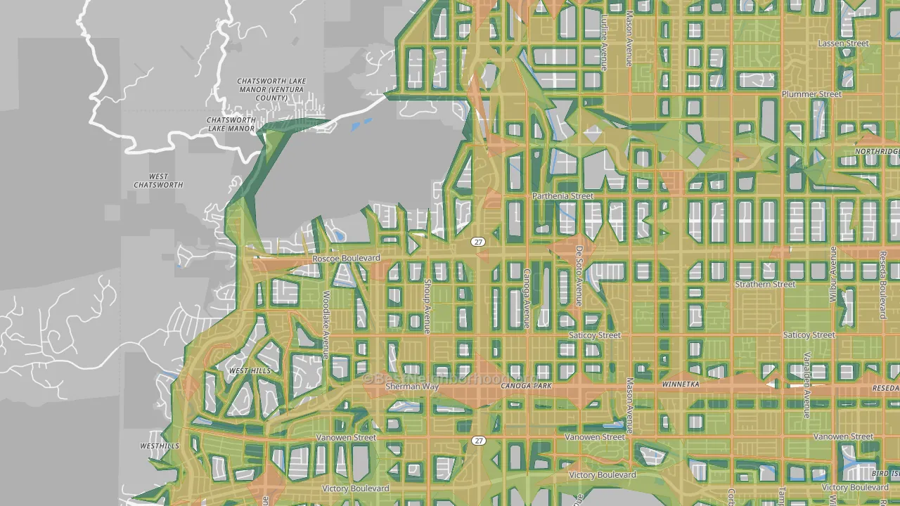 91304, CA Map of Noise Levels in 91304