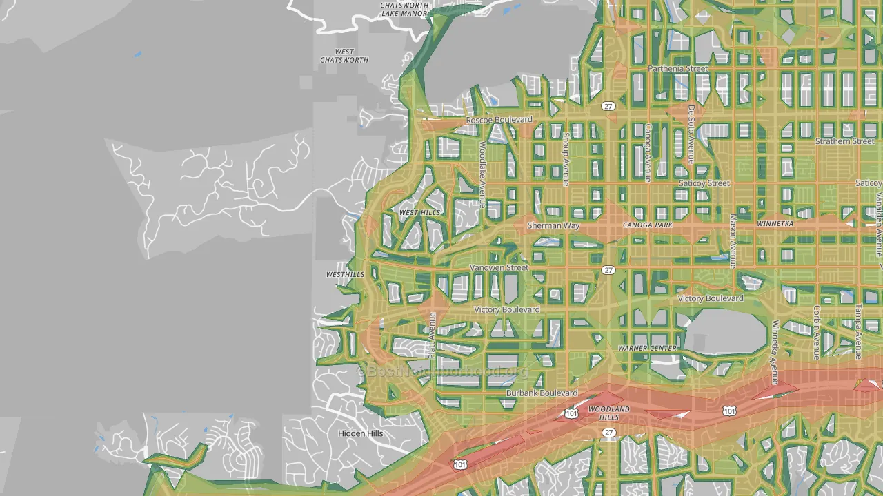 91307, CA Map of Noise Levels in 91307