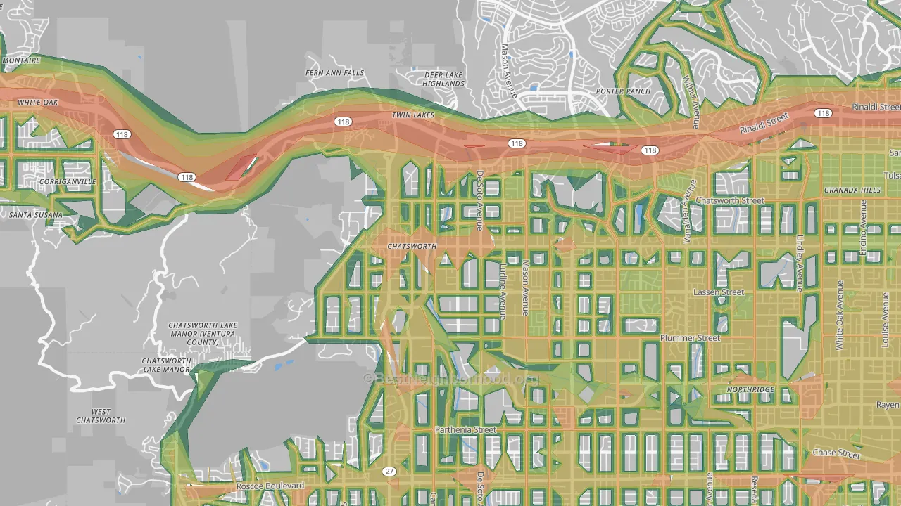 91311, CA Map of Noise Levels in 91311