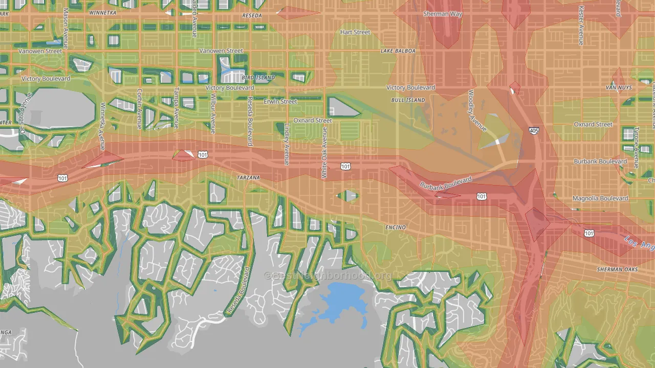 91316, CA Map of Noise Levels in 91316