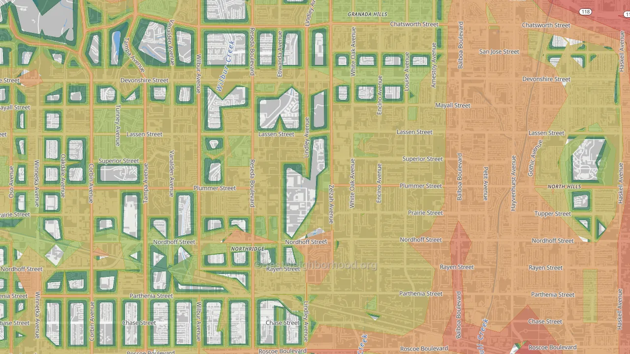 91330, CA Map of Noise Levels in 91330