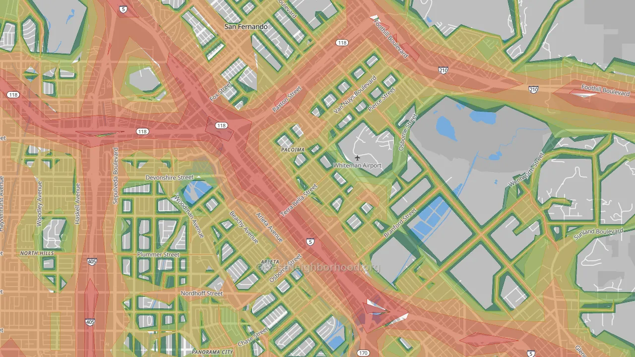 91331, CA Map of Noise Levels in 91331