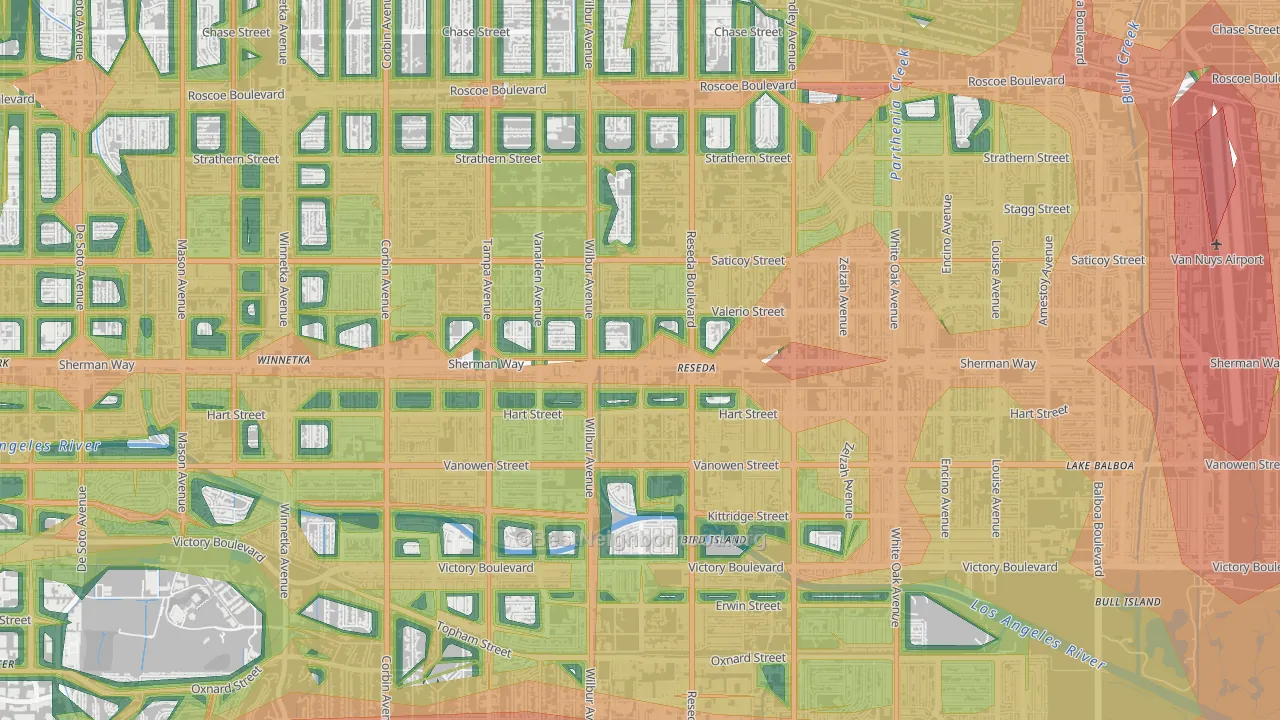 91335, CA Map of Noise Levels in 91335