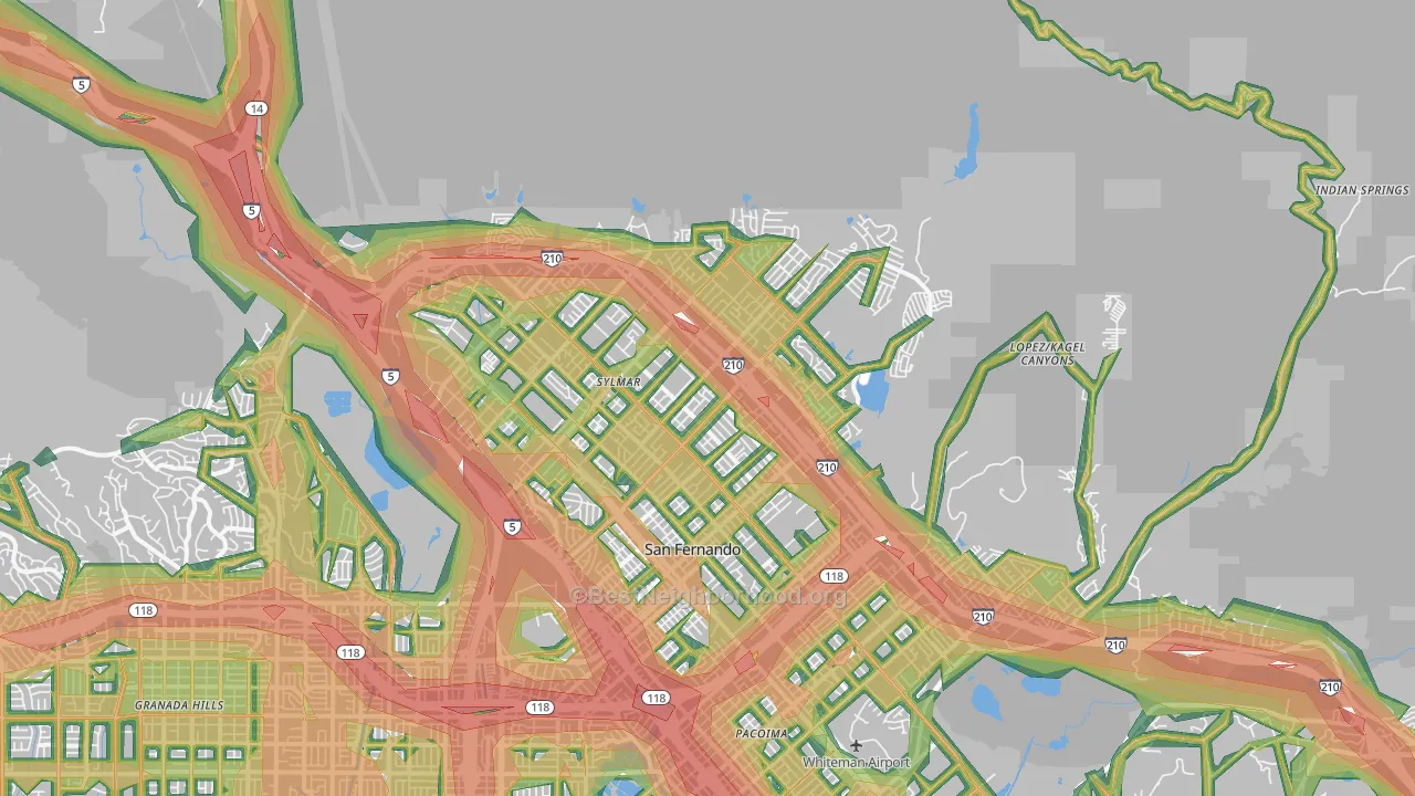91342, CA Map of Noise Levels in 91342
