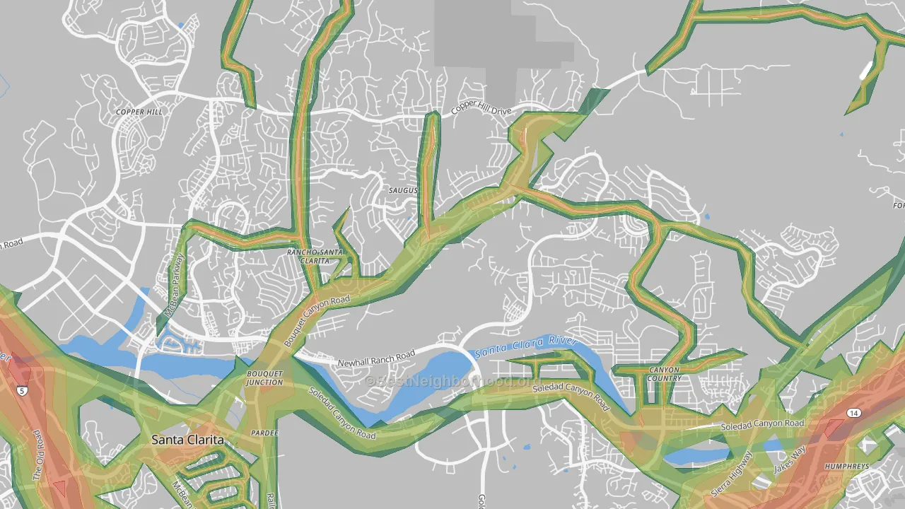 91350, CA Map of Noise Levels in 91350