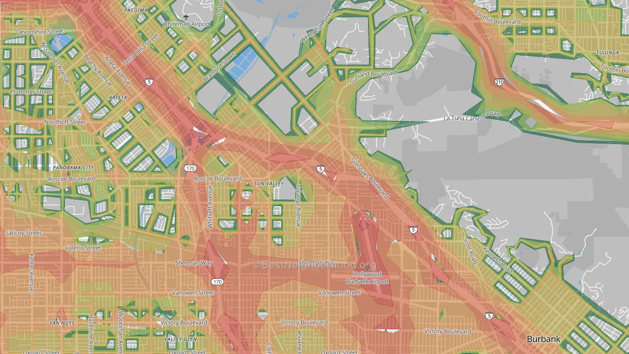 91352, CA Map of Noise Levels in 91352