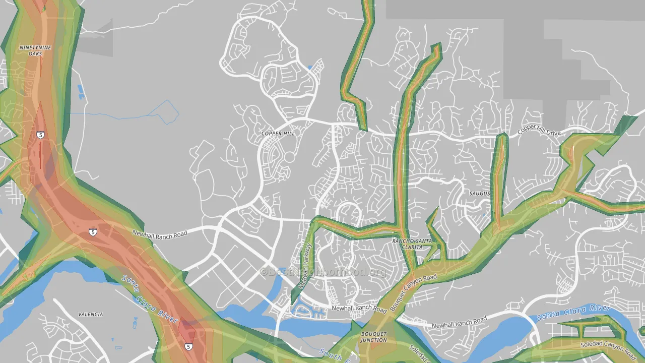 91354, CA Map of Noise Levels in 91354