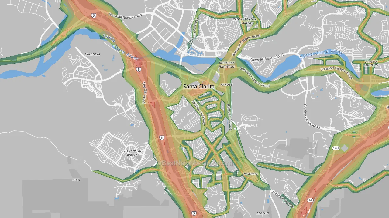 91355, CA Map of Noise Levels in 91355