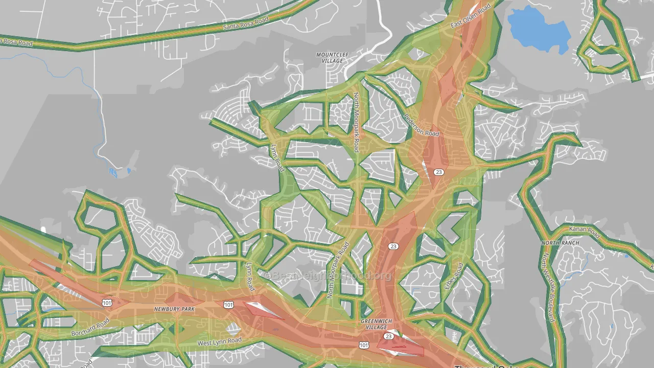 91360, CA Map of Noise Levels in 91360