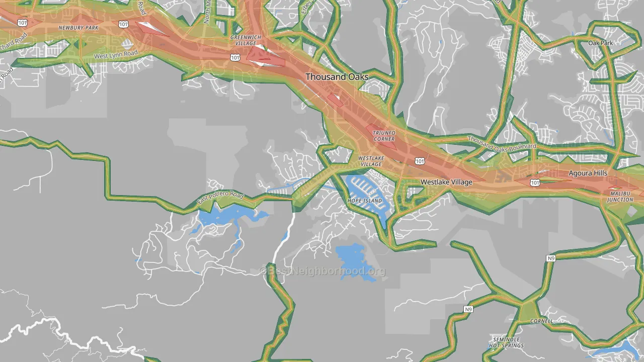 91361, CA Map of Noise Levels in 91361