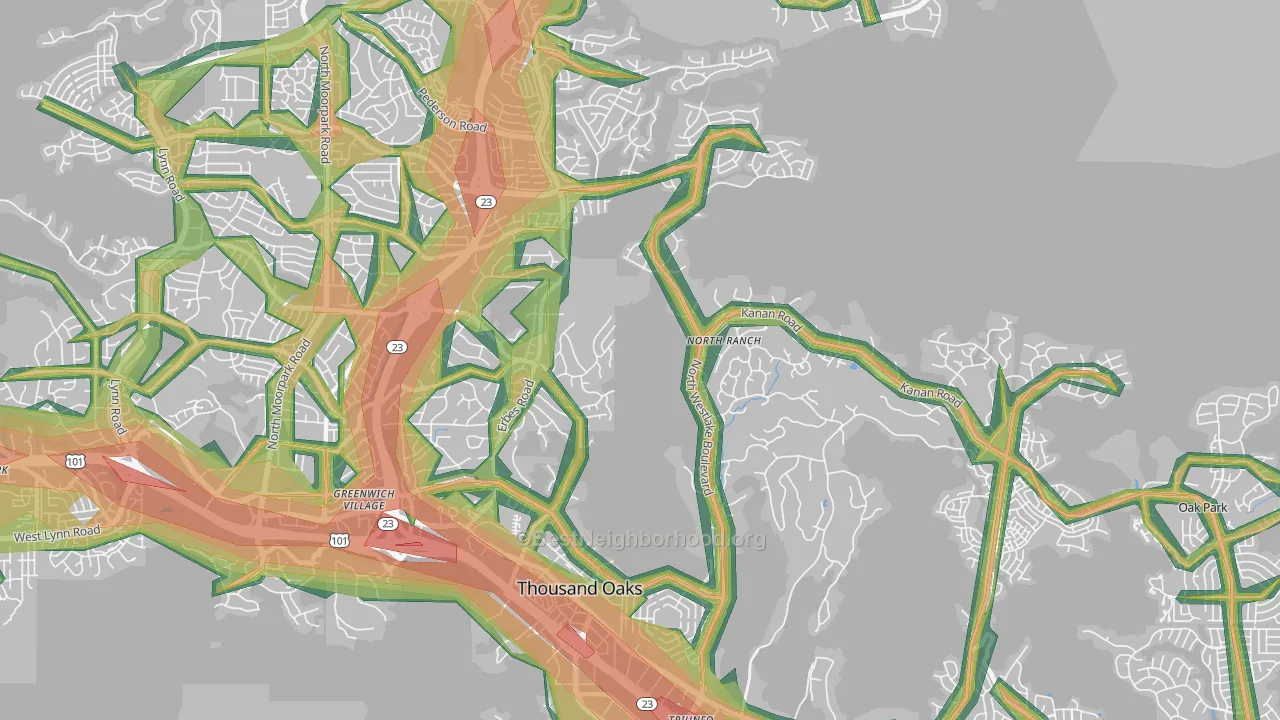 91362, CA Map of Noise Levels in 91362
