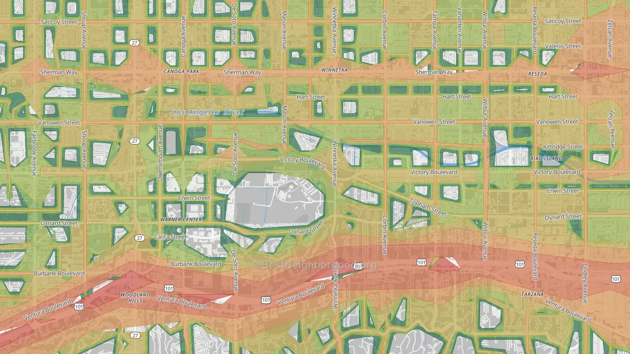91371, CA Map of Noise Levels in 91371