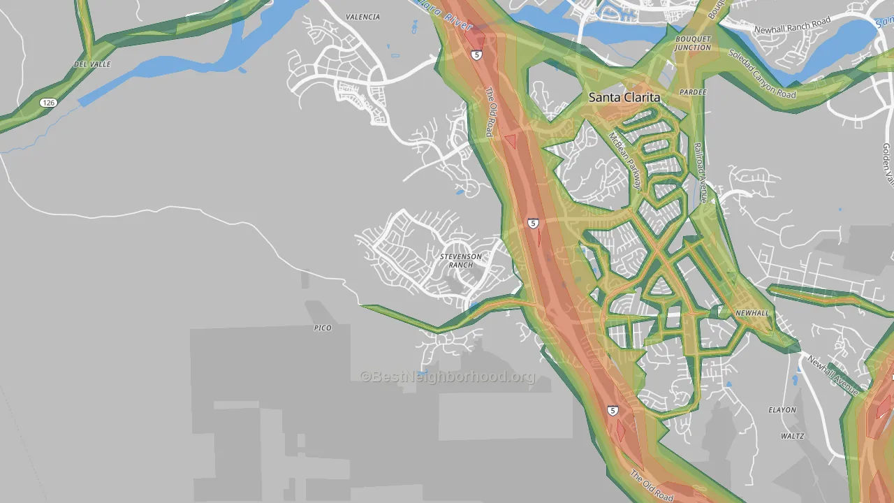 91381, CA Map of Noise Levels in 91381