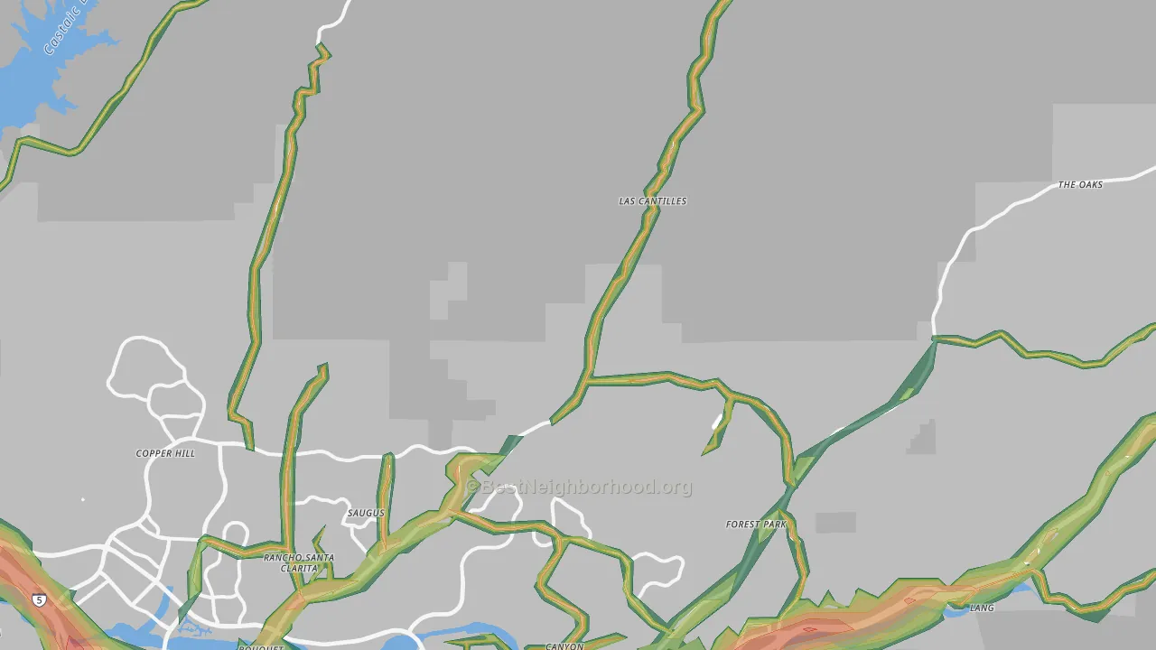 91390, CA Map of Noise Levels in 91390