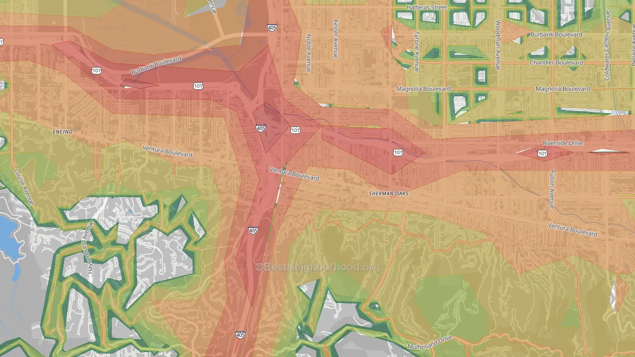 91403, CA Map of Noise Levels in 91403
