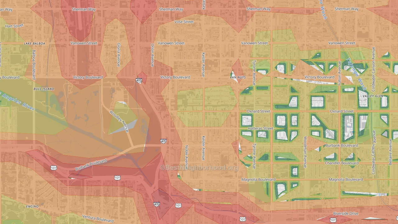 91411, CA Map of Noise Levels in 91411