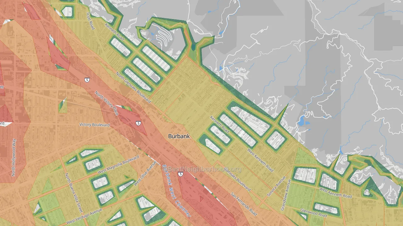 91501, CA Map of Noise Levels in 91501